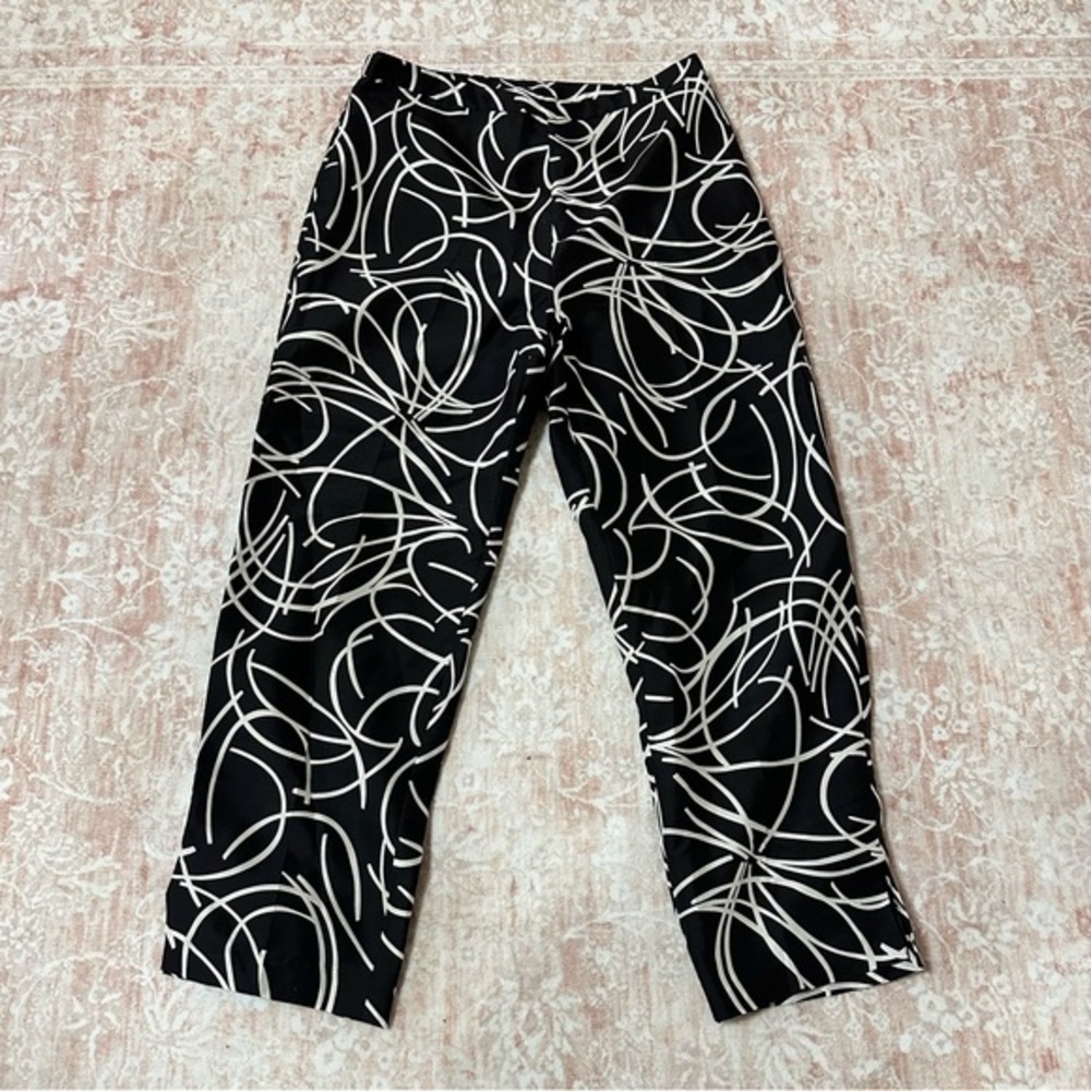 Vintage 100% Silk High Waisted Patterned Capri Pants